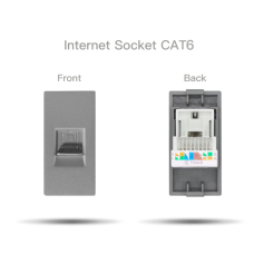 Механизм розетки CORKER 1/2 Rj-45 CAT6 компьютер / серый