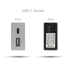 Механизм розетки CORKER 1/2 USB + TYPE-C 2.4А / серый