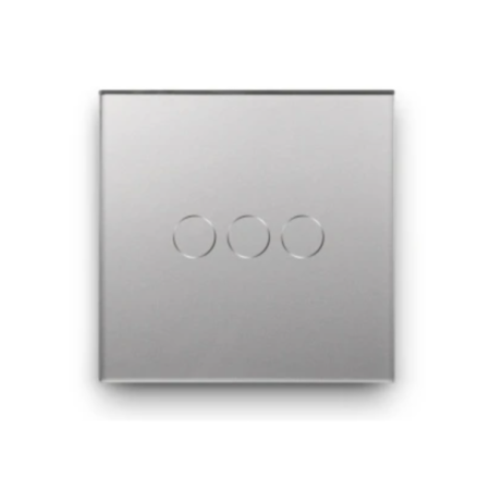 Сенсорный выключатель CORKER трехклавишный с подсветкой 300 Вт / стекло / серый