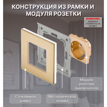 Рамка электроустановочная CORKER 1 пост / стекло / золотой