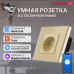 Умная встроенная WiFi розетка CORKER в стеклянной рамке / золотой ( Алиса, Маруся, Smart life)