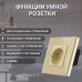 Умная встроенная WiFi розетка CORKER в стеклянной рамке / золотой ( Алиса, Маруся, Smart life)