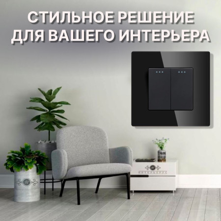 Механический двухклавишный выключатель CORKER (2 клавишный) / черный