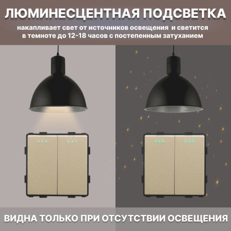 Механический двухклавишный выключатель CORKER (2 клавишный) / золотой