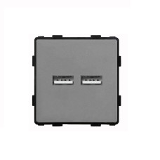 Механизм розетки CORKER 3.1A Usb / серый