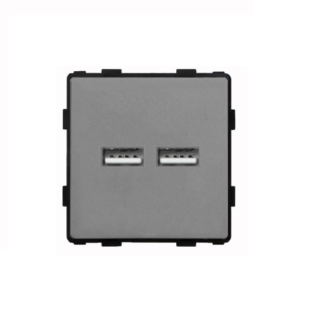 Механизм розетки CORKER 3.1A Usb / серый