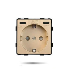 Розетка CORKER с двумя Type- C 20W для быстрой зарядки с заземлением и защитными шторками, без рамки / золотой